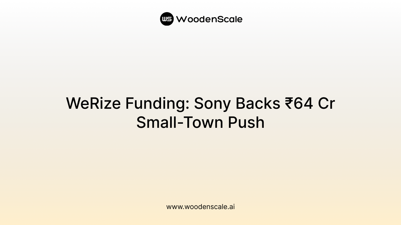 WeRize Funding: Sony Backs ₹64 Cr Small-Town Push